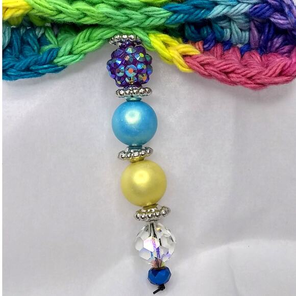Artisan Dragonfly Vintage Beads Keychain Colorful Crochet Wings Purse Charm - Picture 5 of 9
